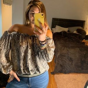 Off the shoulder snake skin top